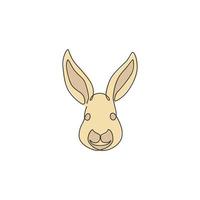 eine durchgehende Strichzeichnung eines entzückenden Kaninchenkopfes für die Logoidentität des Tierliebhaberclubs. Süßes Hase-Tier-Maskottchen-Konzept für Kinderpuppenladen-Symbol. Einzeilige Grafik-Draw-Design-Vektor-Illustration vektor