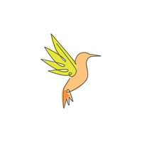 eine einzige Strichzeichnung eines süßen Kolibri für die Firmenlogo-Identität. kleines Schönheitsvogelmaskottchenkonzept für den Vogelnationalzoopark. durchgehende Linie grafischer Vektor zeichnen Designillustration