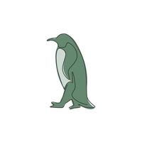 en kontinuerlig linjeteckning av rolig pingvin för barn leksak företagslogotyp identitet. sydpolen fågel maskot koncept för bevarande nationalpark. enkel rad grafisk vektor rita design illustration