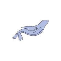 eine durchgehende Strichzeichnung des wilden Seelöwen für die Logoidentität des Marineunternehmens. Süßes Tiermaskottchenkonzept für Meeressäuger für die Umweltorganisation. trendige einzeilige vektorzeichnungsdesignillustration vektor