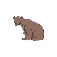 en enda linjeteckning av söt grizzlybjörn för företagets logotypidentitet. affärsbolag ikon koncept från vilda däggdjursdjur form. modern kontinuerlig linje grafisk rita vektor design illustration