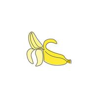 einzelne durchgehende Strichzeichnung Slice reife gesunde Bio-Bananen-Obstgarten-Logo-Identität. Frisches tropisches Fruchtkonzept für Obstgartenikone. moderne einzeilige Grafik-Draw-Design-Vektor-Illustration vektor