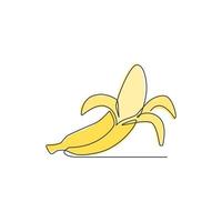 Eine durchgehende Strichzeichnungsscheibe reife gesunde Bio-Banane für die Logoidentität des Obstgartens. Frische tropische Früchte Konzept Obstgarten Symbol. moderne einzeilig zeichnende Design-Vektorgrafikillustration vektor