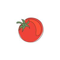 en rad ritning av hela hälsosamma ekologiska tomater för jordbrukslogotypidentitet. färska tropiska grönsaker koncept för vegie trädgård ikon. modern kontinuerlig linje rita design grafisk vektorillustration vektor