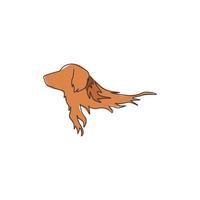 einzelne durchgehende Strichzeichnung eines entzückenden Golden Retriever-Hundes für die Identität des Firmenlogos. reinrassiges Hundemaskottchenkonzept für stammbaumfreundliche Haustiersymbole. moderne eine linie zeichnen design-vektorillustration vektor