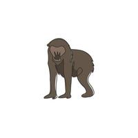 eine durchgehende Strichzeichnung eines süßen Mandrills für die Identität des Firmenlogos. großes exotisches Affen-Maskottchen-Konzept für das nationale Zoo-Symbol. moderne einzeilig zeichnende Design-Vektorgrafikillustration vektor