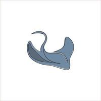 en enda linjeteckning av vacker stingrocka för logotypidentitet. stora saltvatten ray fish maskot koncept för nationell havsfisk bevarande ikon. modern kontinuerlig linje rita design vektorillustration vektor