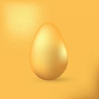 realistisk gyllene påsk ägg på guld bakgrund. för vykort, kort, inbjudan, affisch, baner mall text typografi. säsonger hälsningar. vektor illustration