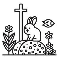 Ostern Hase mit Ostern Eier Illustration schwarz Gliederung Vektor