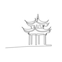 gammal paviljong silhuett i Hangzhou, Kina. ett linje konst. jixian paviljong på de väst sjö i hangzhou. turism begrepp. vektor illustration.