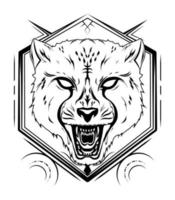 vektor logotyp gepard med rytande ansikte