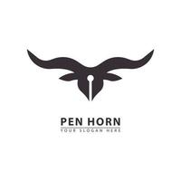 penna och tjur horn vektor logotyp ikon.