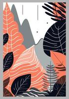 platt växt affischer. lutning abstrakt geometrisk banderoller med kopia Plats blommig ramar, djungel löv och växter vektor