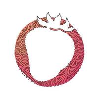 Kontinuierliche eine Linie, die ganze gesunde Bio-Erdbeeren für die Logoidentität des Obstgartens zeichnet. Frisches Beerenkonzept für Obstgarten-Symbol. Wirbel-Curl-Kreis-Hintergrund-Stil. Einzeiliger Entwurfsvektor vektor