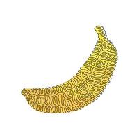 einzelne durchgehende Linie, die ganze gesunde Bio-Bananen für die Identität des Obstgartenlogos zeichnet. Frisches tropisches Fruchtkonzept für Obstgartenikone. Wirbel-Curl-Stil. eine linie zeichnen design vektorillustration vektor