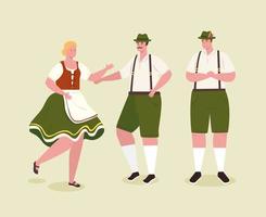 deutsche menschen in traditioneller kleidung zum oktoberfest vektor