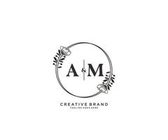Initiale bin Briefe Hand gezeichnet feminin und Blumen- botanisch Logo geeignet zum Spa Salon Haut Haar Schönheit Boutique und kosmetisch Unternehmen. vektor