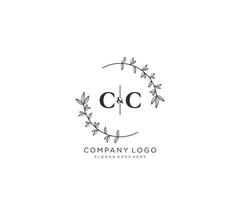 första cc brev skön blommig feminin redigerbar förhandsgjord monoline logotyp lämplig för spa salong hud hår skönhet boutique och kosmetisk företag. vektor
