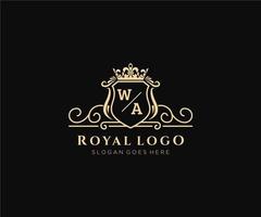Initiale wa Brief luxuriös Marke Logo Vorlage, zum Restaurant, Königtum, Boutique, Cafe, Hotel, heraldisch, Schmuck, Mode und andere Vektor Illustration.