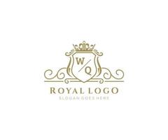 Initiale wq Brief luxuriös Marke Logo Vorlage, zum Restaurant, Königtum, Boutique, Cafe, Hotel, heraldisch, Schmuck, Mode und andere Vektor Illustration.
