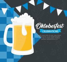 oktoberfest firande banner med öl och kransar hängande vektor