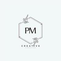 pm skönhet vektor första logotyp konst, handstil logotyp av första signatur, bröllop, mode, smycken, boutique, blommig och botanisk med kreativ mall för några företag eller företag.