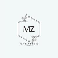 mz skönhet vektor första logotyp konst, handstil logotyp av första signatur, bröllop, mode, smycken, boutique, blommig och botanisk med kreativ mall för några företag eller företag.