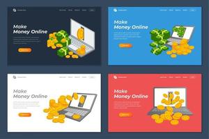 Geld verdienen Online-Banner Landingpage Hintergrund Design vektor