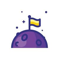 flagga i månen platt stil vetenskap ikon symbol vektor