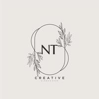 nt skönhet vektor första logotyp konst, handstil logotyp av första signatur, bröllop, mode, smycken, boutique, blommig och botanisk med kreativ mall för några företag eller företag.