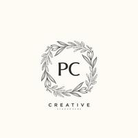 pc Schönheit Vektor Initiale Logo Kunst, Handschrift Logo von Initiale Unterschrift, Hochzeit, Mode, Schmuck, Boutique, Blumen- und botanisch mit kreativ Vorlage zum irgendein Unternehmen oder Geschäft.