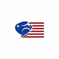 enkel logotyp av kanin och amerikan flagga vektor
