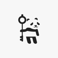 einfach Logo von Panda und Schlüssel vektor