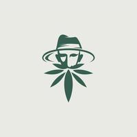 enkel man och cannabis logotyp vektor