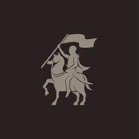 einfach Logo von Ritter und Pferd vektor