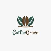 kaffe och blad enkel logotyp vektor