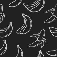 hand dragen banan sömlös mönster på svarta tavlan vektor