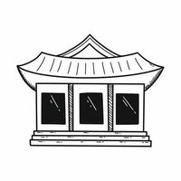 Hanok. traditionell Koreanisch Haus. Osten asiatisch Kultur. Vektor Gekritzel Illustration. skizzieren. die Architektur von Stadt.