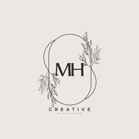 mh Schönheit Vektor Initiale Logo Kunst, Handschrift Logo von Initiale Unterschrift, Hochzeit, Mode, Schmuck, Boutique, Blumen- und botanisch mit kreativ Vorlage zum irgendein Unternehmen oder Geschäft.