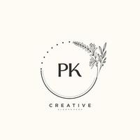 pk Schönheit Vektor Initiale Logo Kunst, Handschrift Logo von Initiale Unterschrift, Hochzeit, Mode, Schmuck, Boutique, Blumen- und botanisch mit kreativ Vorlage zum irgendein Unternehmen oder Geschäft.