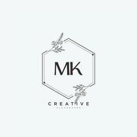 mk Schönheit Vektor Initiale Logo Kunst, Handschrift Logo von Initiale Unterschrift, Hochzeit, Mode, Schmuck, Boutique, Blumen- und botanisch mit kreativ Vorlage zum irgendein Unternehmen oder Geschäft.