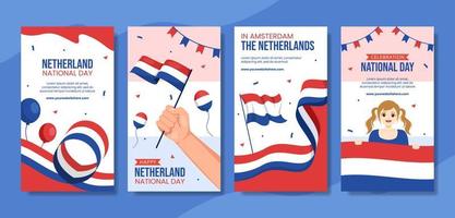 glücklich Niederlande National Tag Sozial Medien Geschichten eben Karikatur Hand gezeichnet Vorlagen Illustration vektor