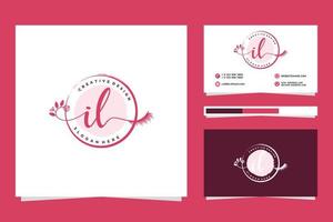 första il feminin logotyp samlingar och företag kort templat premie vektor