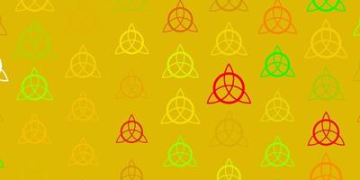 ljusgrön, gul vektorbakgrund med ockulta symboler. vektor