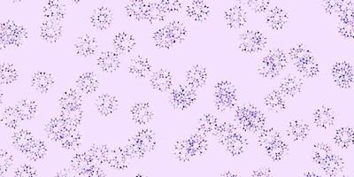 hellvioletter Vektor Gekritzelhintergrund mit Blumen.