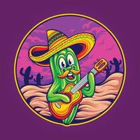 sombrero gitarr cinco de mayo mexikansk kaktus illustrationer vektor