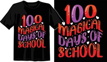 100:e dagar av skola, hundra dagar t skjorta design, 100:e dagar firande t skjorta vektor