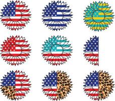 USA solros svg, amerikan flagga svg solros ClipArt, 4:e av juli svg, fjärde av juli blomma, Amerika patriotisk solros, minnesmärke dag vektor