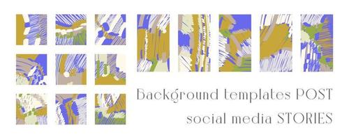 uppsättning av bakgrund mallar för social nätverk. trendig bakgrund bilder, abstrakt målningar. handgjorda. vektor illustration.