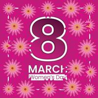 8 Mars kvinnors dag få kort design med blommor vektor